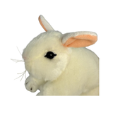 Cotton white bunny plush toy side close-up view