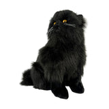 Crystal black Persian cat plush toy front sitting view