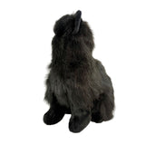Crystal black Persian cat plush toy sitting looking back