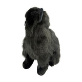 Crystal black Persian cat plush toy sitting looking back