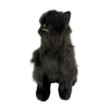 Crystal black Persian cat plush toy front view looking side
