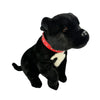 Black Staffy dog plush toy showing realistic details