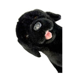 Darth black Labrador plush toy dog close-up peeking view