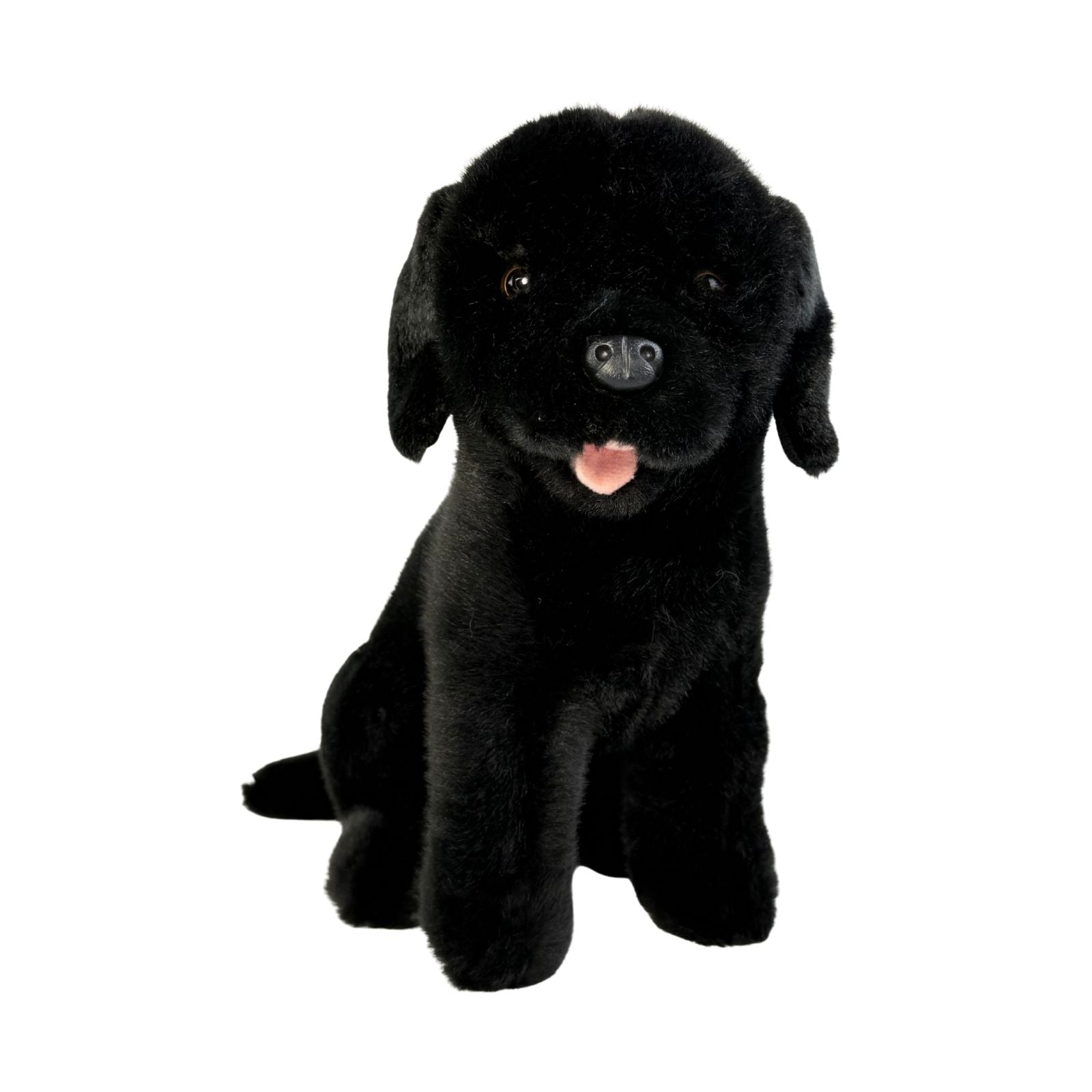 Darth black Labrador plush toy dog sitting front view