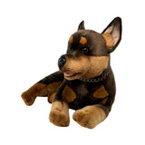 Denver dark brown Kelpie plush toy dog close-up front view