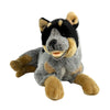 Cattle dog plush toy lying down showing details
