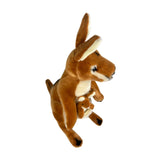 Plush kangaroo toy with a baby kangaroo on a white background