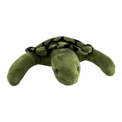 Front view of green turtle plush toy
