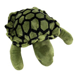 op view of green turtle plush toy