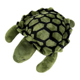 Back view of green turtle plush toy