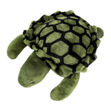 Back view of green turtle plush toy