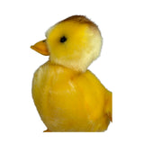 Duckling plush toy showing side view