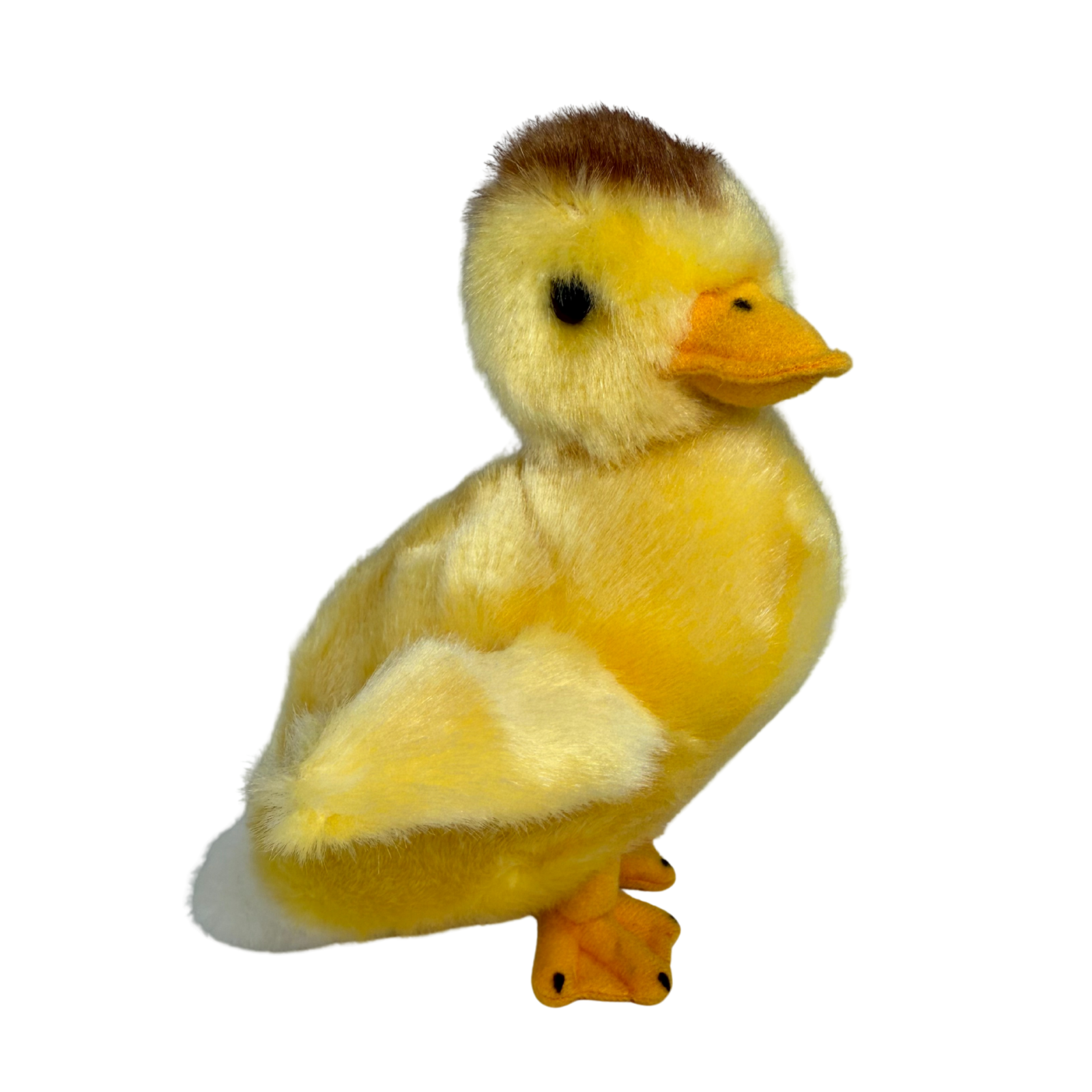 Duckling plush toy showing side view details