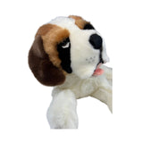 Close-up front view of lying St. Bernard plush toy