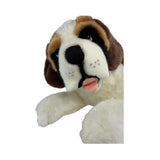 Close-up front view of lying St. Bernard plush toy