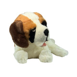 Close-up front view of lying St. Bernard plush toy
