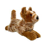 Full view of lying Red Heeler cattle dog plush toy
