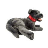 Lying grey Staffy dog plush toy