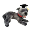 Lying Staffy plush toy in graduation hat