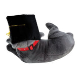 Flint Staffy plush with graduation hat top view