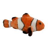 Side view of clown fish plush toy