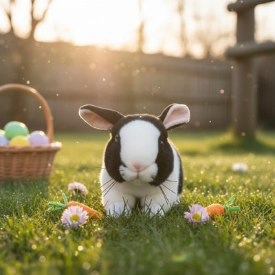 Flopsy - Bunny - 25cm standing, black and white
