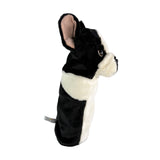 French Bulldog plush golf club headcover side view.