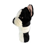 French Bulldog plush golf club headcover side view.