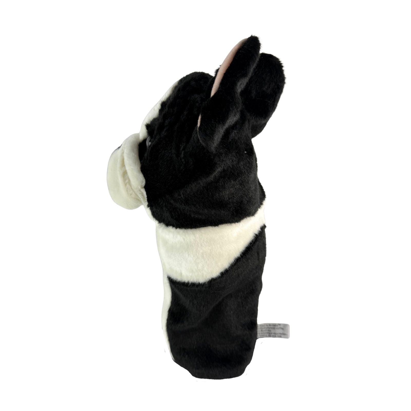 French Bulldog plush golf club headcover side view.