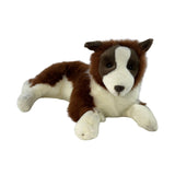 Lying chocolate Border Collie plush toy