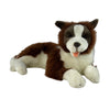 Lying chocolate Border Collie plush toy