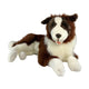 Lying chocolate Border Collie plush front