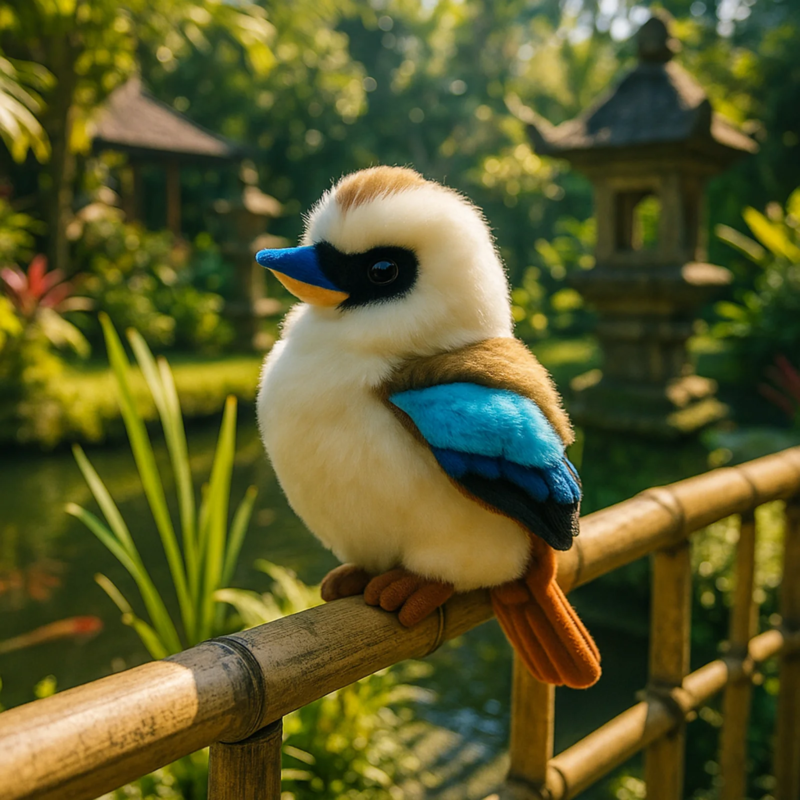 kookaburra cuddly realistic Australian souvenir plush toy in outdoor 