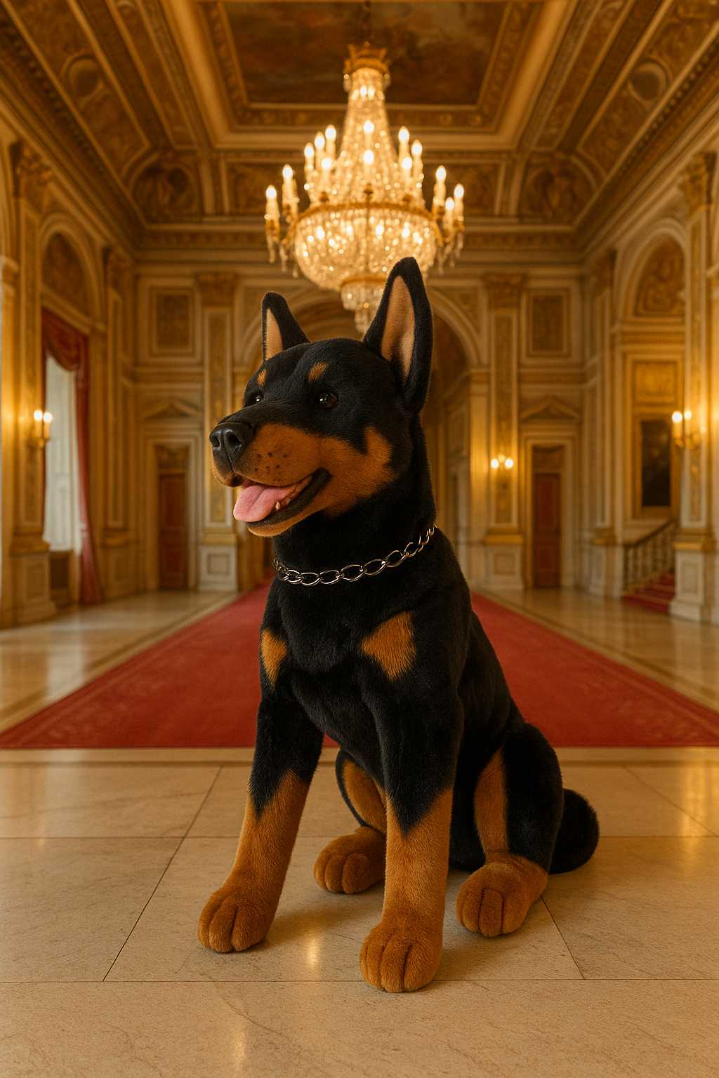 Jake Kelpie plush toy sitting indoors