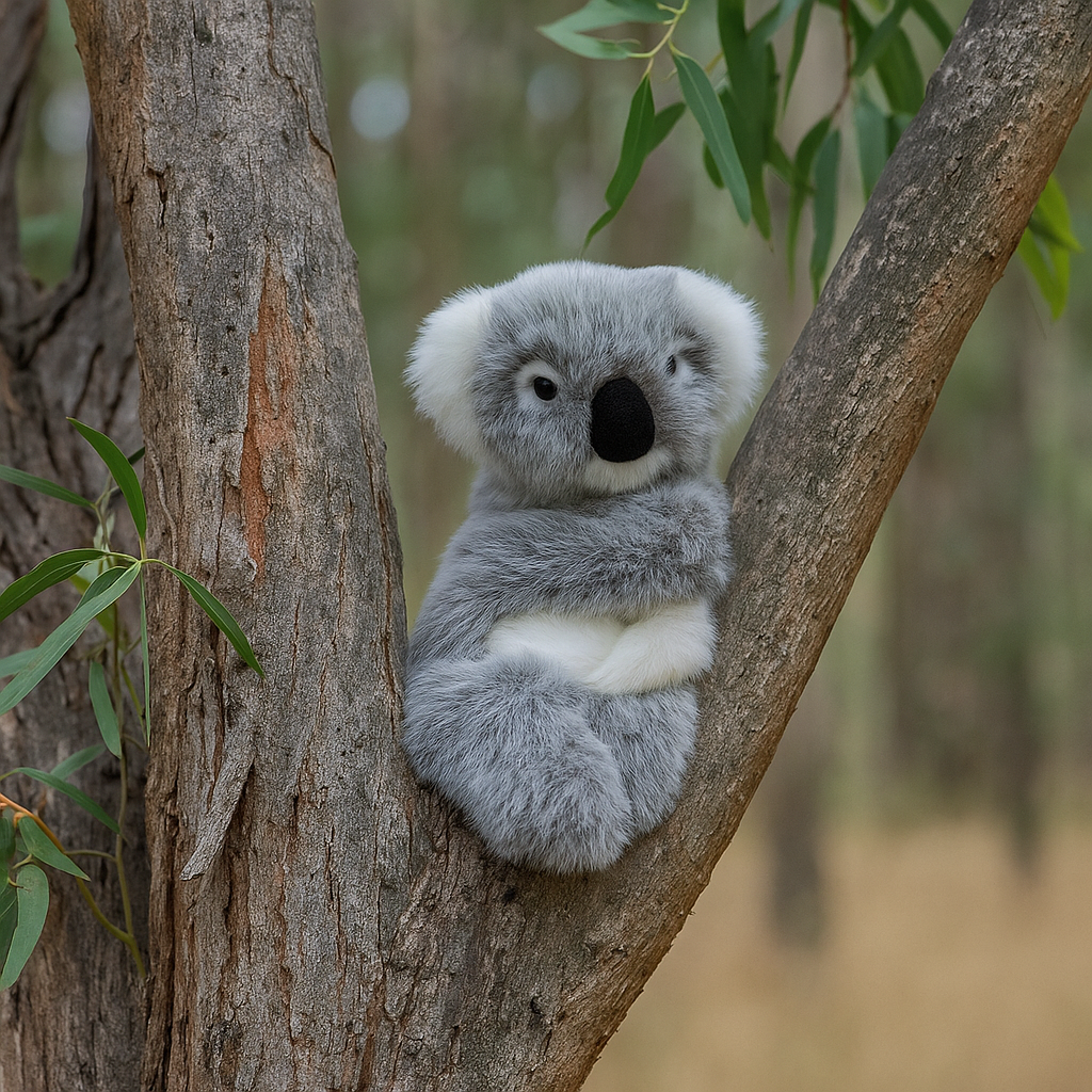 Koala Hand Puppet soft toy with feet in a tree