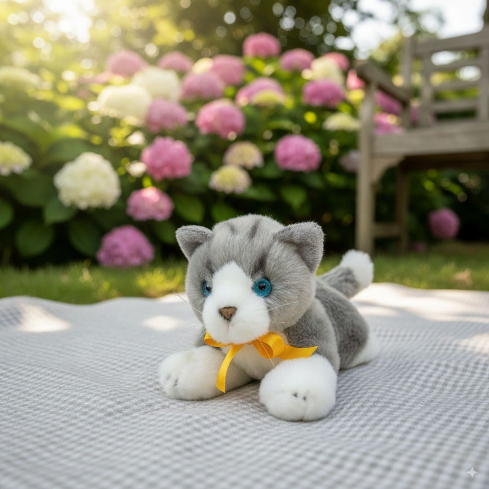 Leila Norwegian Grey kitten plush outdoors