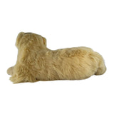 Luna Golden Retriever plush with satin pocket lying back view
