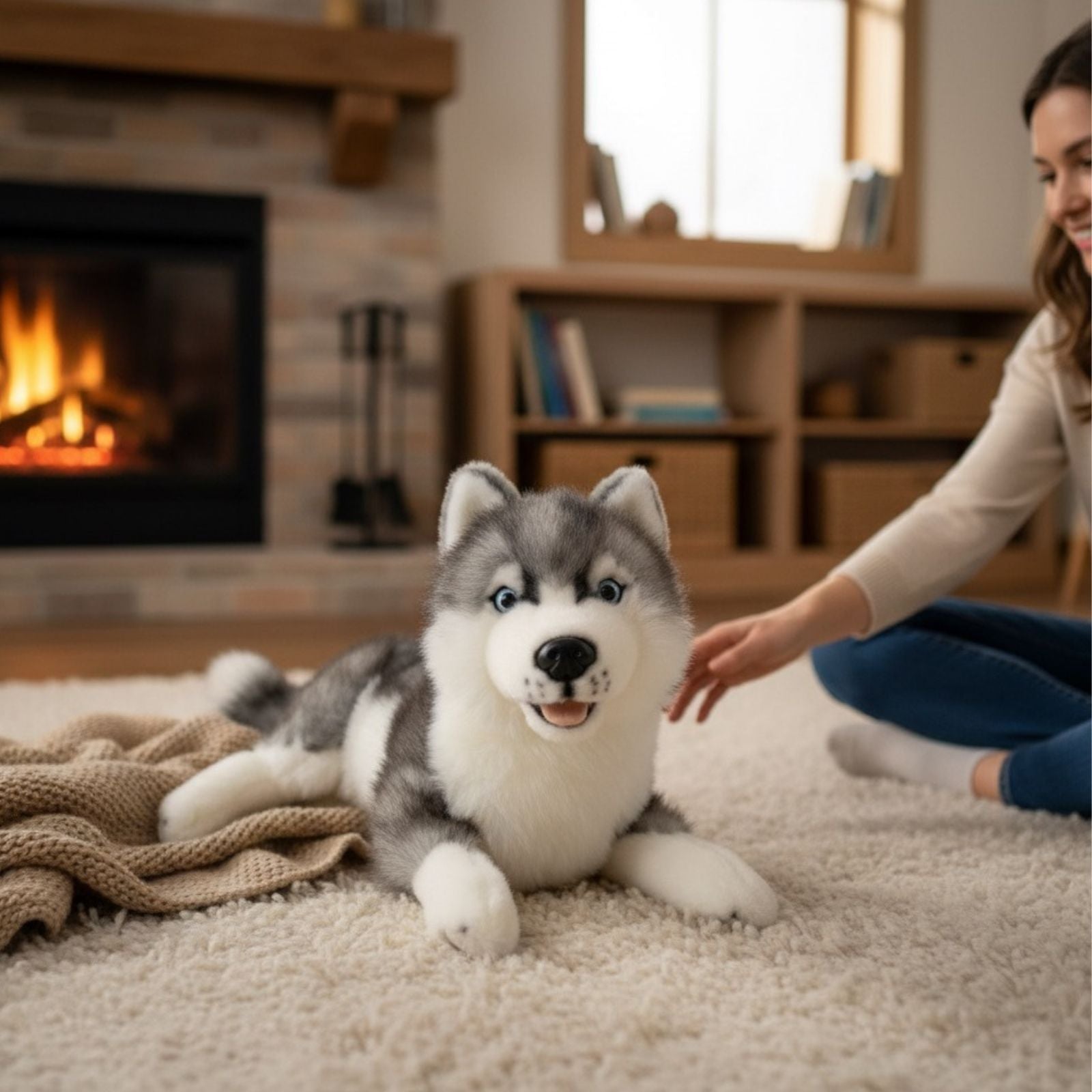 Madison Siberian Husky lying indoors