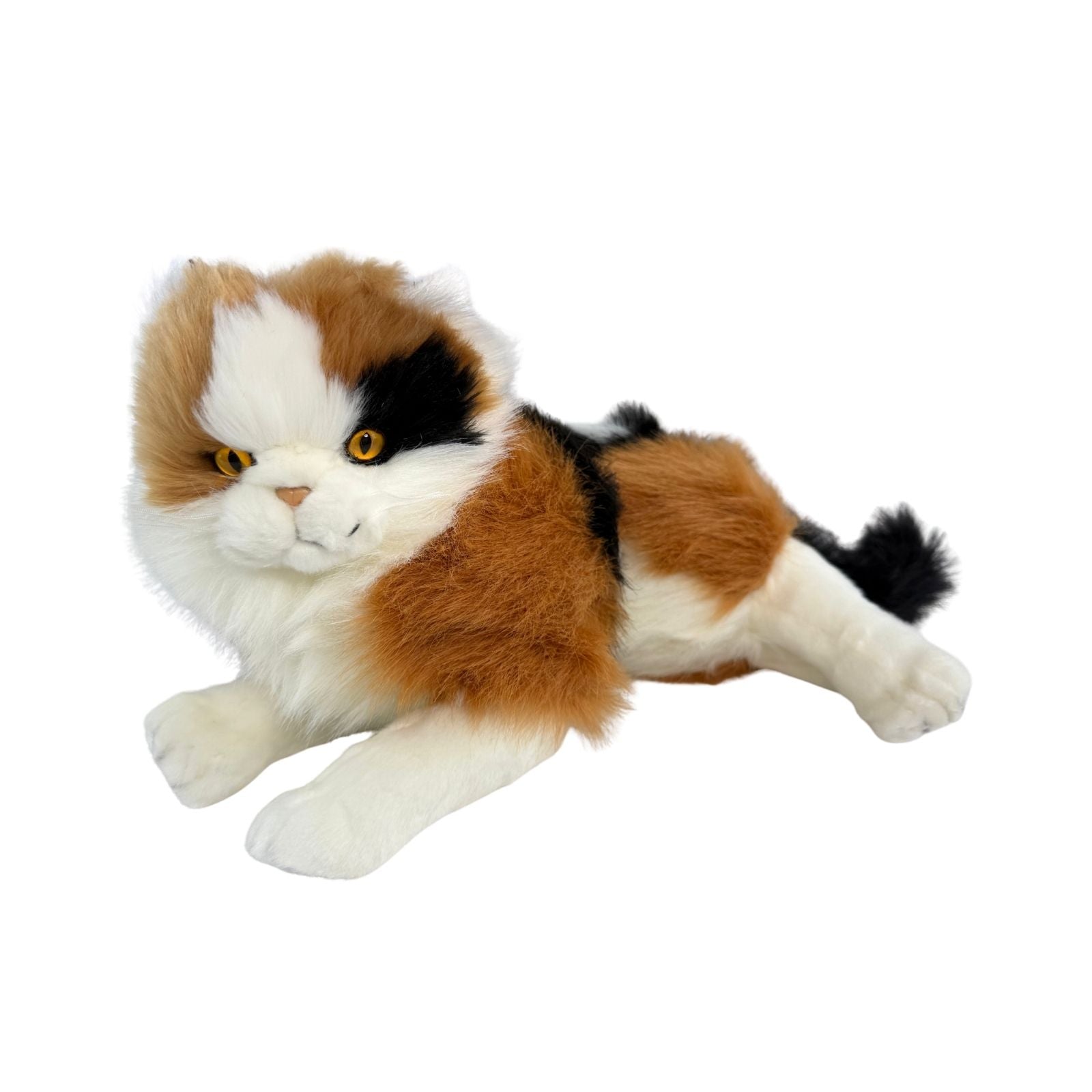 Marmalade Calico cat plush lying