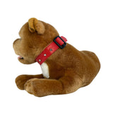 Merlot Staffy plush lying