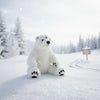 baby Polar Bear soft stuffed plush toy sitting on the iceland