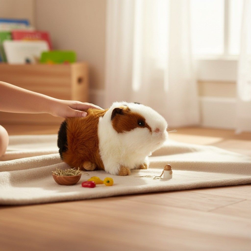 Mocca Guinea Pig plush toy indoors