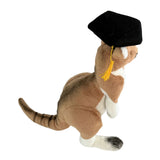 Monty kangaroo plush wearing graduation hat view