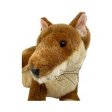 Plush toy dingo head on a white background