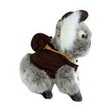 Sitting Jack koala plush with swag and hat side view