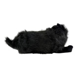 Onyx black Persian cat plush lying side view