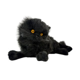 Onyx black Persian cat plush lying front view