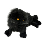 Onyx black Persian cat plush lying front view