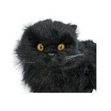 Onyx black Persian cat plush close up face