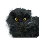 Onyx black Persian cat plush close up face